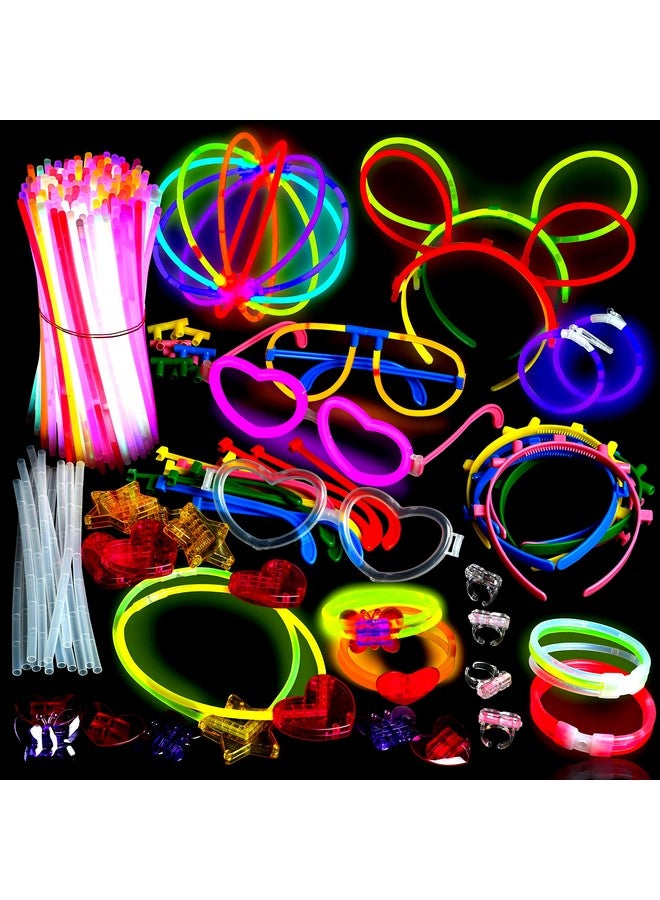 Play22 500 Glow Sticks Party Pack Necklaces And Bracelets - Ultra Bright Glow in The Dark Party Supplies, Bulk 8” Mixed Colors 200 Sticks And 300 Accessories - for Halloween, Christmas, Birthday  - Image 1