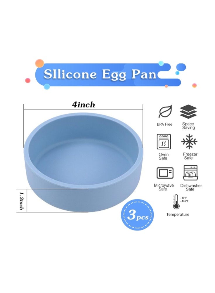 TERRIFI 3Pcs Air Fryer Egg Mold,Silicone Air Fryer Egg Pan, Alternative to Microwave Egg Cooker/Sous Vide Egg Bite Maker,BPA Free,Dishwasher Safe,Air Fryer Accessories,Blue - Image 3