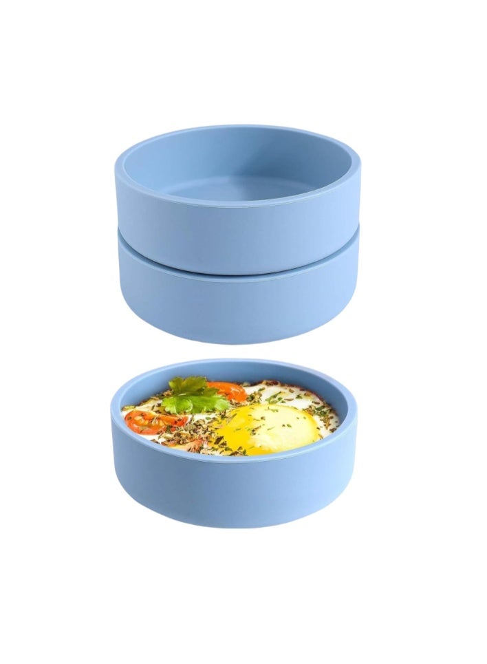 TERRIFI 3Pcs Air Fryer Egg Mold,Silicone Air Fryer Egg Pan, Alternative to Microwave Egg Cooker/Sous Vide Egg Bite Maker,BPA Free,Dishwasher Safe,Air Fryer Accessories,Blue - Image 1