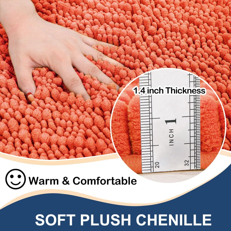 Arotive Arotive Luxury Chenille Bathroom Rug Mat  Extra Soft Thick Absorbent Shaggy Bath Rugs  Non-Slip Machine Wash Dry Plush Bath Mats for Bathroom  Tub  and Shower (30""x20""  Coral)  - Image 1