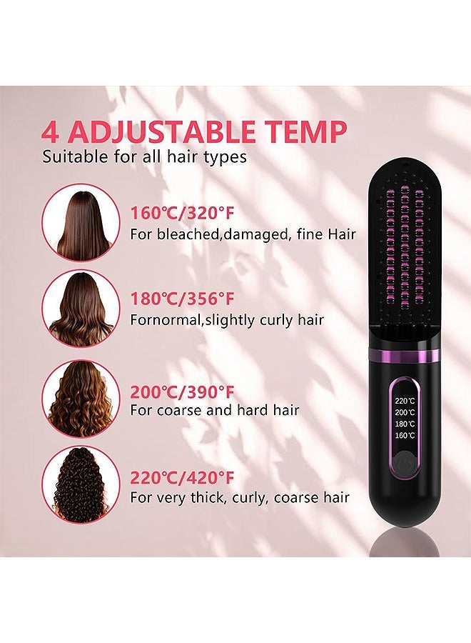 مانجي فرشاة فرد الشعر اللاسلكية ، فرشاة مصفف الشعر الكهربائية المحمولة ذات الأيونات السالب ، مشط فرد الشعر الساخن القابل لإعادة الشحن للسفر النسائي - Image 4