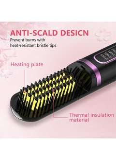 MAANGE Cordless Hair Straightener Brush, Portable Negative Ion Electric Hair Styler Brush, Rechargeable Hot Straightener Comb for Women Travel  - Image 2
