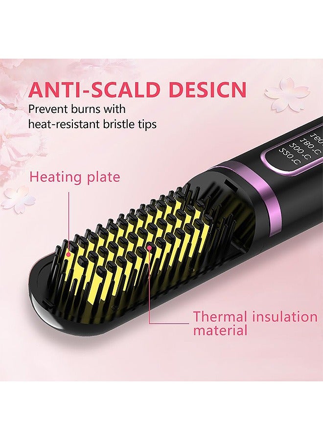 مانجي فرشاة فرد الشعر اللاسلكية ، فرشاة مصفف الشعر الكهربائية المحمولة ذات الأيونات السالب ، مشط فرد الشعر الساخن القابل لإعادة الشحن للسفر النسائي - Image 2