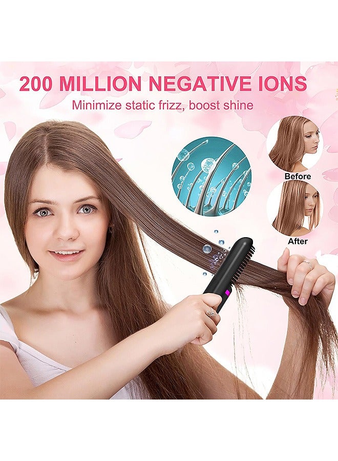 مانجي فرشاة فرد الشعر اللاسلكية ، فرشاة مصفف الشعر الكهربائية المحمولة ذات الأيونات السالب ، مشط فرد الشعر الساخن القابل لإعادة الشحن للسفر النسائي - Image 5