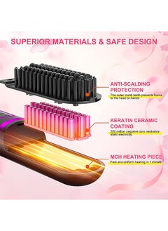 MAANGE Cordless Hair Straightener Brush, Portable Negative Ion Electric Hair Styler Brush, Rechargeable Hot Straightener Comb for Women Travel  - Image 3