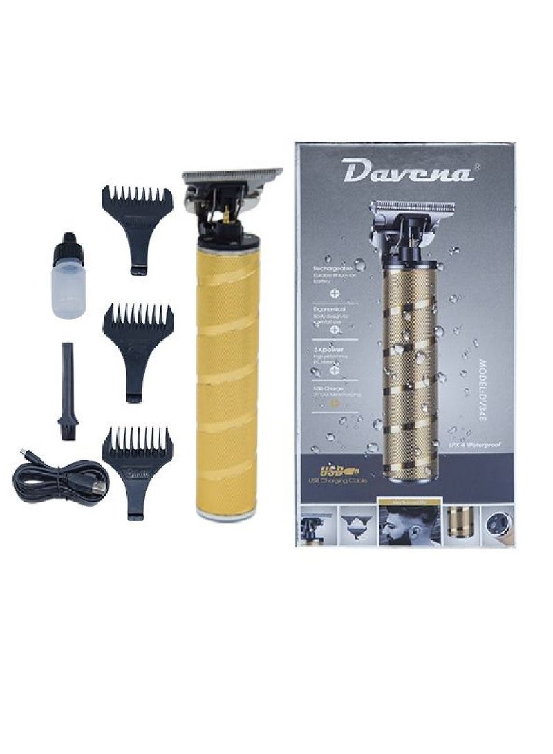 Davena Hair Clipper With Adjustable Professional Razor Blades 6 Pieces Of Gold - Image 2