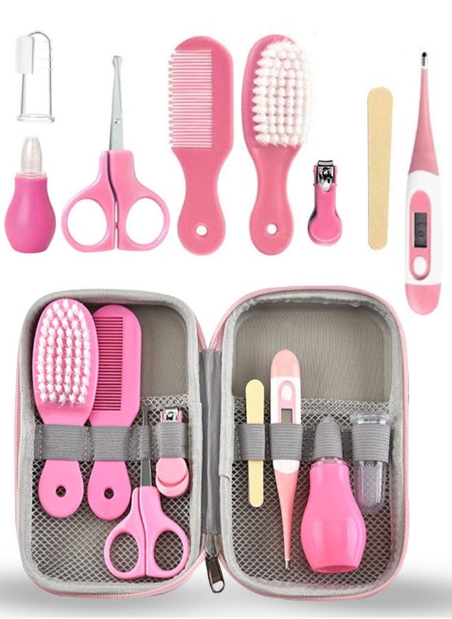 Eoptify 8-Piece Baby Grooming and Healthcare Kit with Multi-Functional Thermometer, Nail Clipper, Brush, Comb, Toothbrush, Scissors, and Nasal Aspirator, Portable Newborn Baby Nursing Care Essentials for Infants Toddlers & Kids  - Image 1
