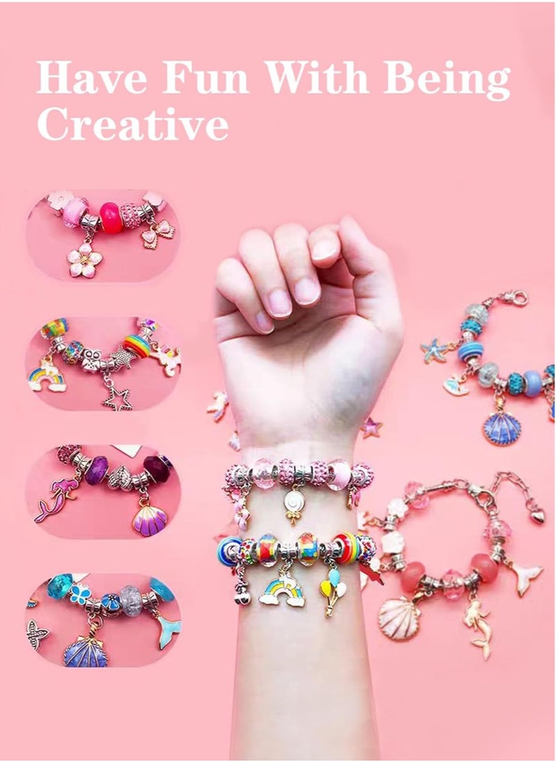 Princess Girls Bracelet Making Kit, 66pcs DIY Beaded Jewelry Making Kit, Easy to Craft Necklace Personalized Birthday Gifts With Portable Bracelet Organizer Box for Age 4-12 Girls - Rainbow  - Image 5