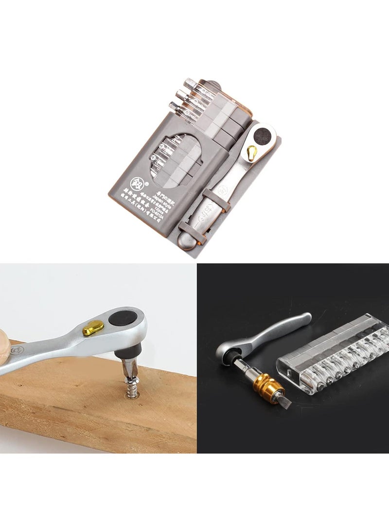 GGOOT Hardware Screwdriver 10 Batch Head Short Handle Positive and Ratchet Wrench Combination Hand Tools - Image 2