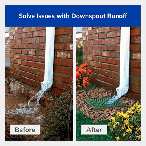 NDS 1200BKITRTL1PK Square Catch Basin Drain Kit with 2-Opening Catch Basin Drain, 2 Adapters, 1 Outlet Plug, and 1 Plastic Drain Grate, 12-Inch, for Lawns, Landscaped Areas, Black - Image 4