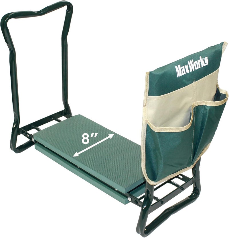 MaxWorks 50921 Folding Garden Kneeler Stool with 8 inch Wide Kneeling Pad with 1 Tools Pouch for Planting and Gardening - Image 3