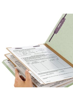 Smead Pressboard Classification File Folder With Safe Shield Fasteners 2 Dividers 2" Expansion Letter Size Gray Green 10 Per Box (14076)  - Image 4