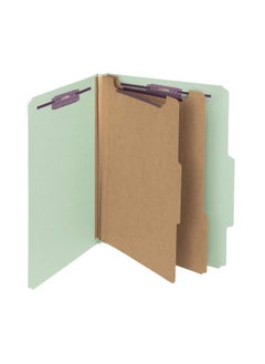 Smead Pressboard Classification File Folder With Safe Shield Fasteners 2 Dividers 2" Expansion Letter Size Gray Green 10 Per Box (14076)  - Image 1