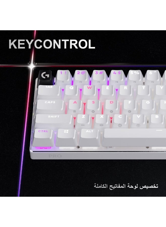 Logitech G PRO X 60 LIGHTSPEED Wireless Gaming Keyboard, Ultra Compact TKL 60% Mechanical Keyboard for Windows PC, LIGHTSYNC RGB, Dual-Shot PBT Keycaps, GX Optical Tactile Switches - White - Image 4
