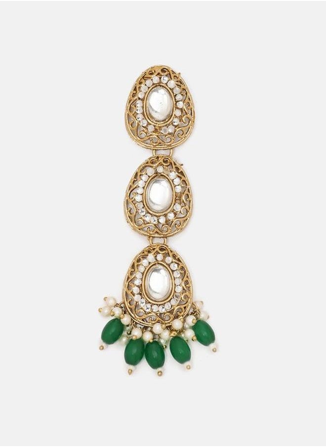 Priyaasi Elegant Women Green Brass Earrings with pattern and secured with Post and Back closure and styled in ideal for Ethnic moments — perfect for fashion-forward occasions.  - Image 4