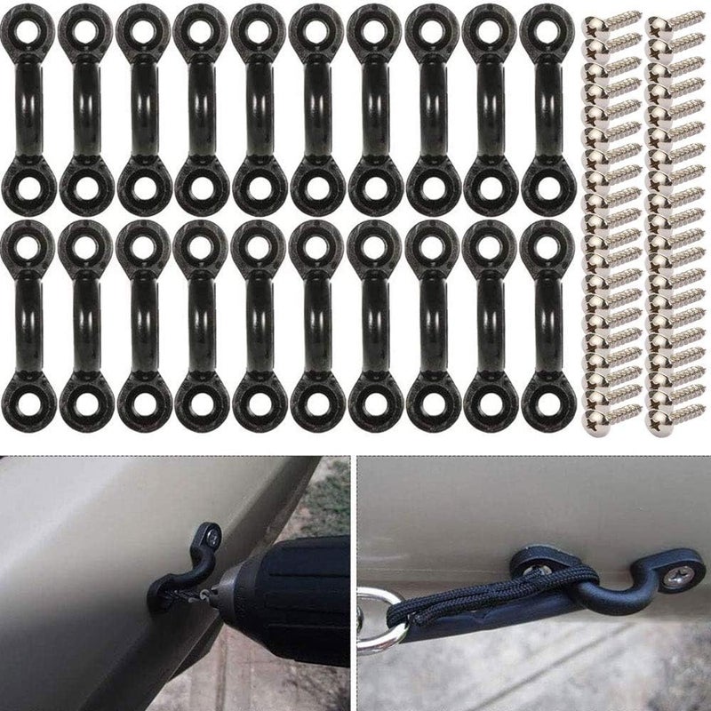 Borogo Kayak Pad Eye Kit, 10PCS Nylon Bungee Deck Loops Tie Down Pad Eye with 20 Screws for Boat Kayak Deck Rigging Kit - Image 4