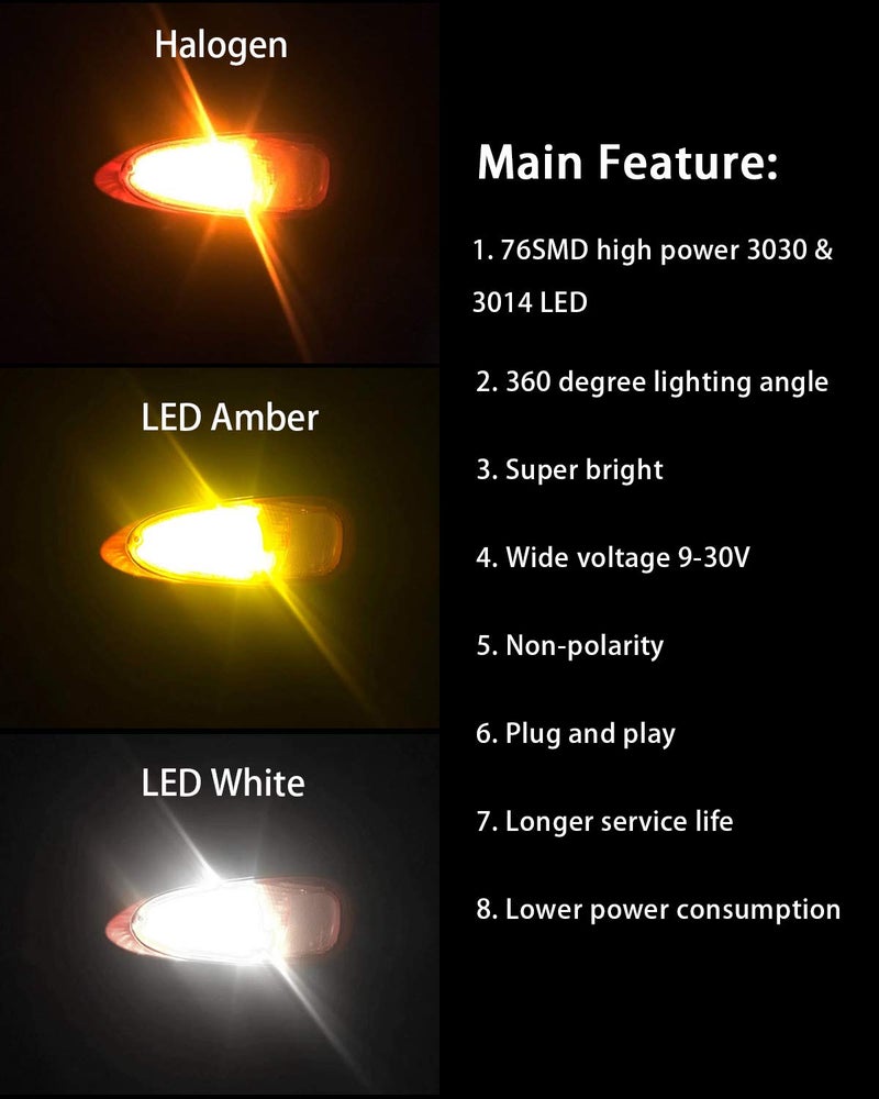 AUXLIGHT 1157 2057 2357 7528 Switchback LED Bulbs 76SMD Chipsets White/Amber with Projector Replacement for Front/Rear Turn Signal Parking Daytime Running Lights/DRL (Pack of 2) - Image 5
