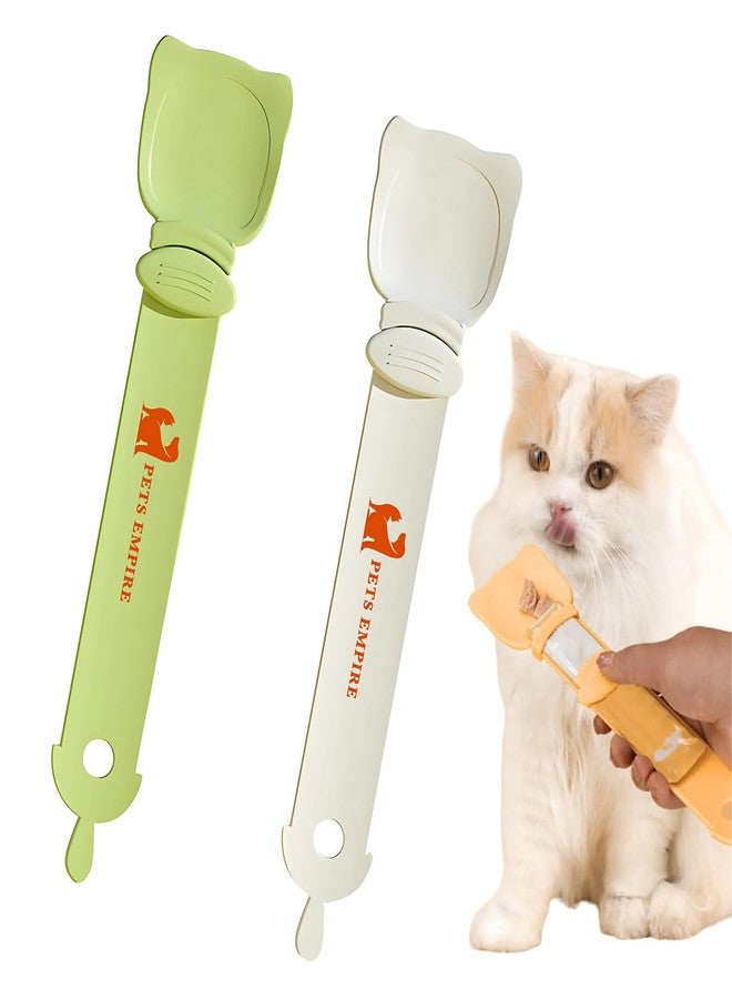 PETS EMPIRE Cat Strip Feeder and Pet Food Mixing Spoon,Orange Cats Stripe Squeeze Spoon Multifunctional Lickable Treat Feeding Dispenser for Cat Liquid Snack and Wet Food (White) - Image 3