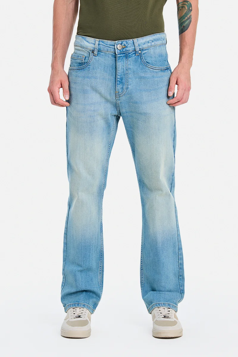 SNITCH Light Blue Light Blue Solid Straight Fit Casual Jeans for Men | Best Price UAE
