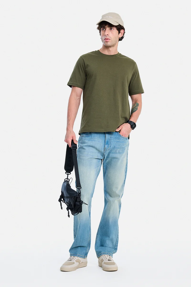 SNITCH Light Blue Light Blue Solid Straight Fit Casual Jeans for Men | Best Price UAE