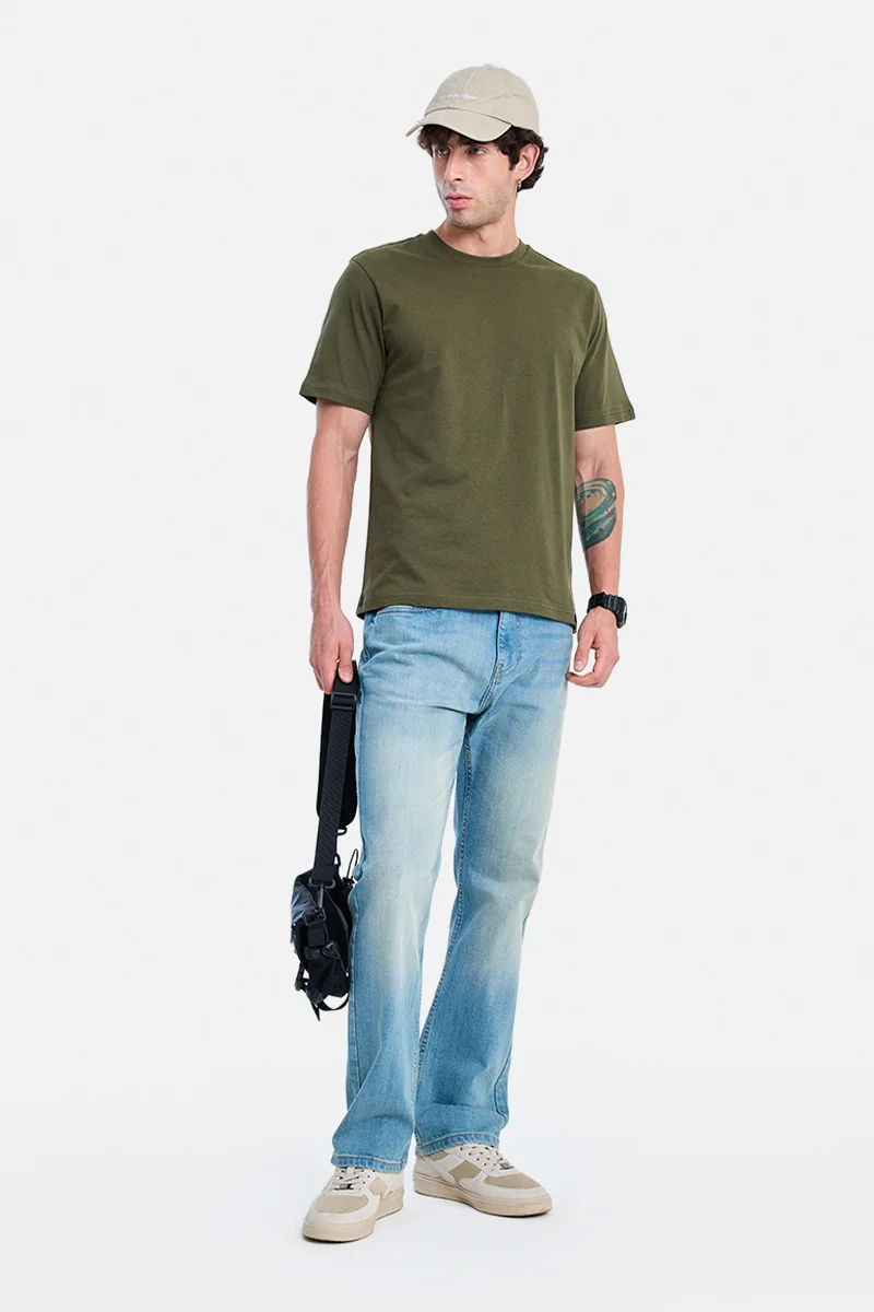 سنيتش Light Blue Solid Straight Fit Casual Jeans