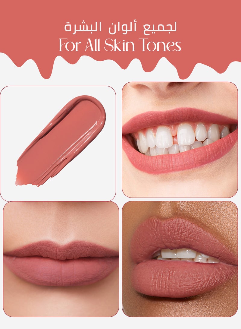 Oulac Matte Liquid Cool Toned Nude Peach Lipstick for Women, Creamy Matte Texture Lip Gloss, Waterproof, Non-Stick Cup, Extra-Pigmented Lip Tint Stain with Vitamin E & Rose Oil, Vegan, Cruelty-Free - M11 French Kiss - Image 2