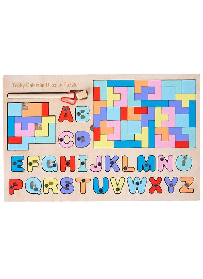 BAYBEE 4 In 1 Wooden Magnetic Puzzles For Kids, Montessori Toys With Fish Catching Game, Tangram Puzzle Numbers, Shapes, Numbers Puzzles Learning Educational Puzzle Toys For Kids 2+Years Boy Girl  - Image 1