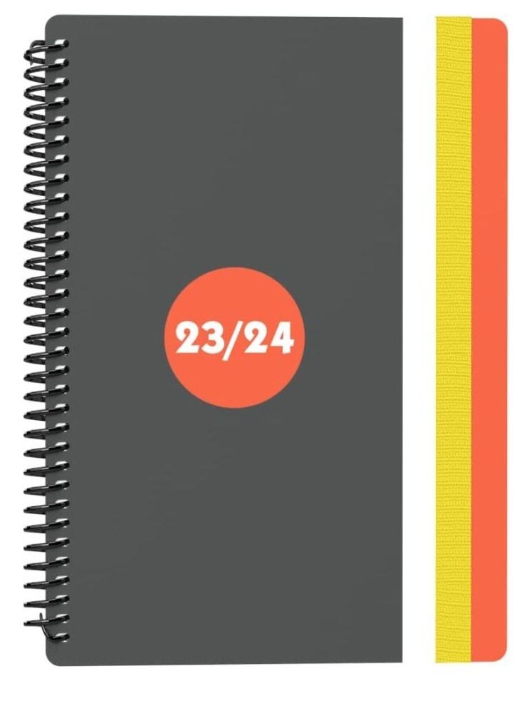 Collins - Collins Delta Academic 2023-24 A5 Week To View Mid Year Diary Planner School College or University Term Journal August 2023 to August 2024 Orange - Image 1