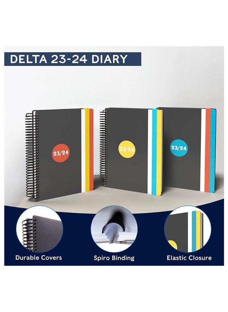 Collins - Collins Delta Academic 2023-24 A5 Week To View Mid Year Diary Planner School College or University Term Journal August 2023 to August 2024 Orange - Image 1