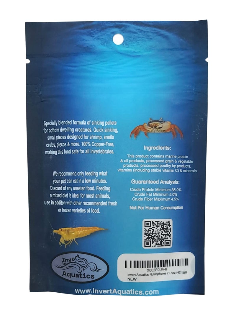 Invert Aquatics NutriSpheres - Sinking Diet for Snails, Shrimp & Bottom Feeding Fish - Image 2