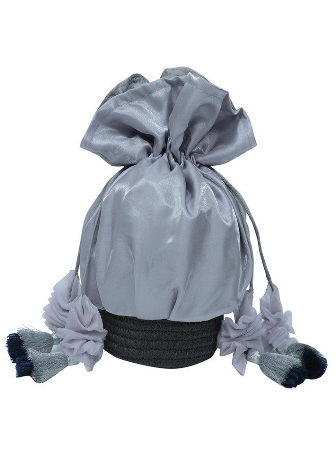 Ariya Women's Designer Potli Bag (8003 | Gray & Silver) Ethnic Drawstring Handbag for Wedding, Party & Festive Wear, Purse for Gifting & Special Occasions - Image 1