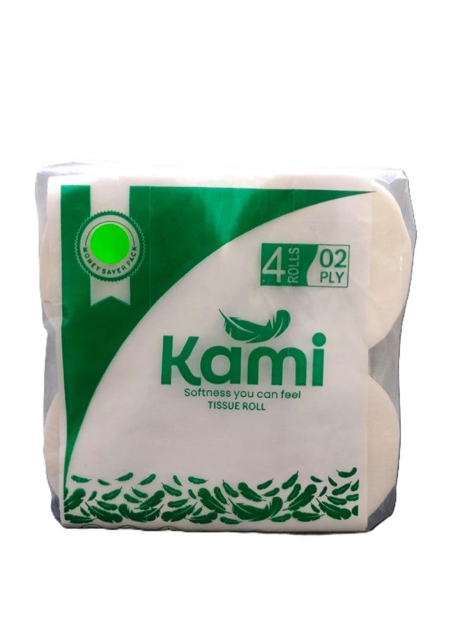 كامي عبوة من 4 لفات من ورق تواليت كامي | طبقتان، 100 مم × 100 مم | 255 ورقة لكل لفة | إجمالي 2040 ورقة | مناديل حمام ناعمة وماصة | أساسيات النظافة الشخصية للعائلة - Image 1