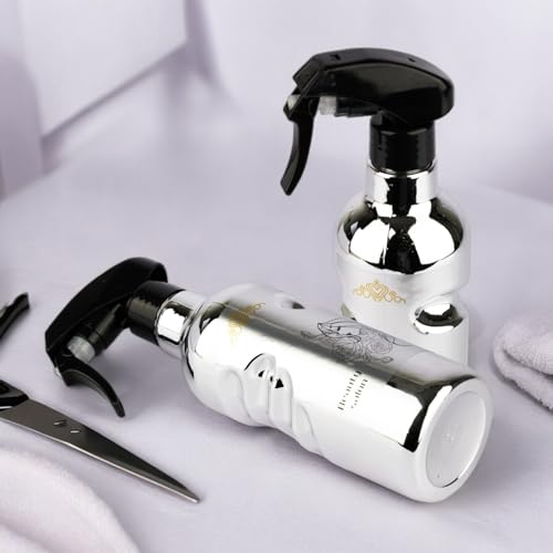 KRESHU 500ML Spray Water Bottle Ultra-Fine Mist Spray Water Gun Hairdressing Sprayer Styling Tools for Styling Salon Hair Barber Skin Care Mist Pressure Pump Flowers (Silver, Pack of 1) - Image 2