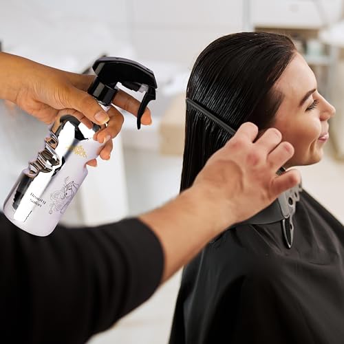 KRESHU 500ML Spray Water Bottle Ultra-Fine Mist Spray Water Gun Hairdressing Sprayer Styling Tools for Styling Salon Hair Barber Skin Care Mist Pressure Pump Flowers (Silver, Pack of 1) - Image 5