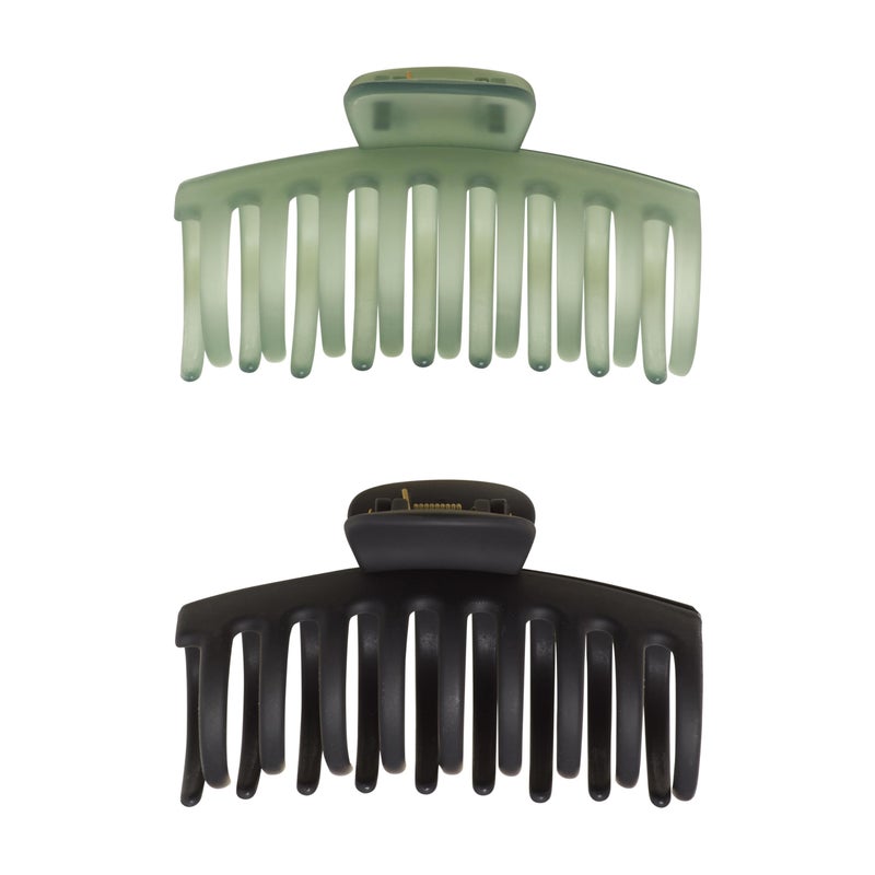 Goody SlideProof Large Claw Clips - 2 Ct, Light Blue & Black, Secure Grip Hair Styling Accessories for Women & Men, All Hair Types - Image 2