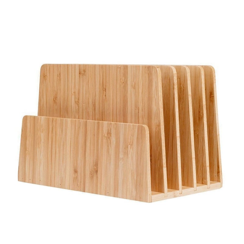 MobileVision Bamboo Desktop File Folder Organizer and Paper Tray, 5 Slots - Image 1