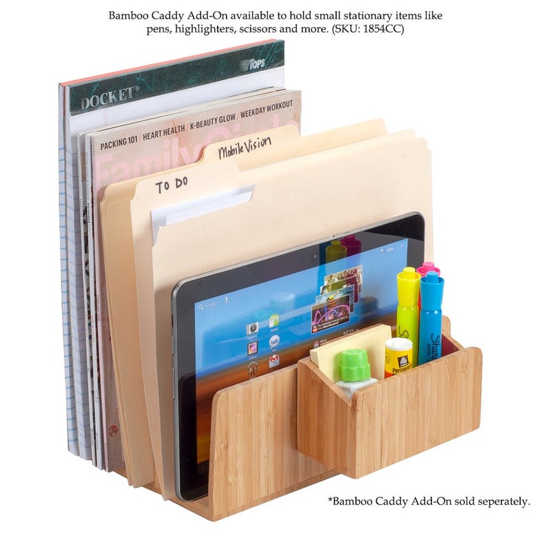 MobileVision Bamboo Desktop File Folder Organizer and Paper Tray, 5 Slots - Image 4