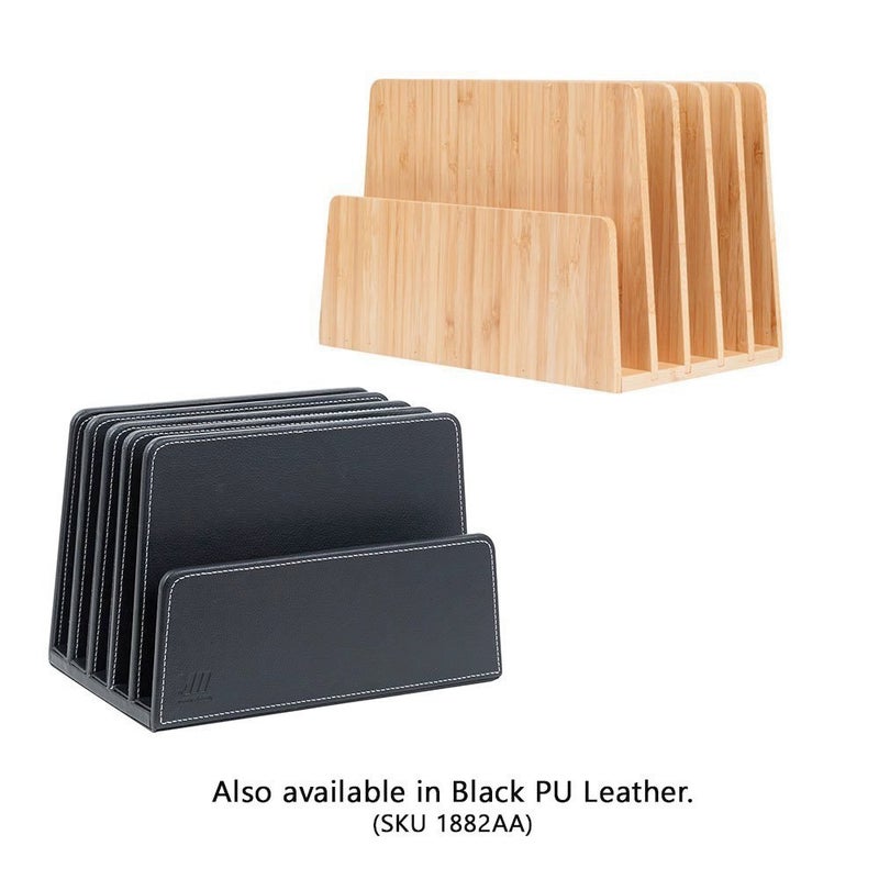 MobileVision Bamboo Desktop File Folder Organizer and Paper Tray, 5 Slots - Image 5