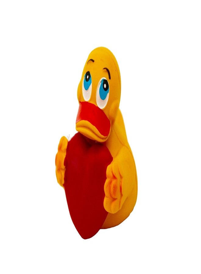 LANCO Love Heart Rubber Duck Bath Toy | All Natural, Organic, Eco Friendly, Squeaker | Imported from Barcelona, Spain - Image 1