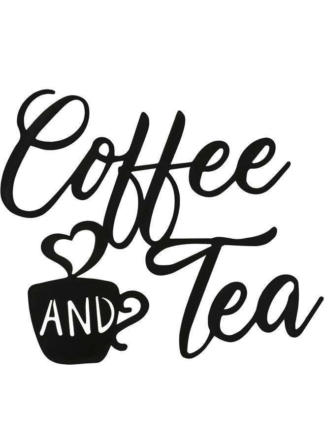 Ferraycle Coffee Sign Coffee and Tea Bar Sign Metal Hanging Wall Art Sign 12 x 10.2 Inch Black Coffee Cup Wall Decor Coffee Bar Letter Sign for Cafe Farmhouse Kitchen (Coffee Tea) - Image 1