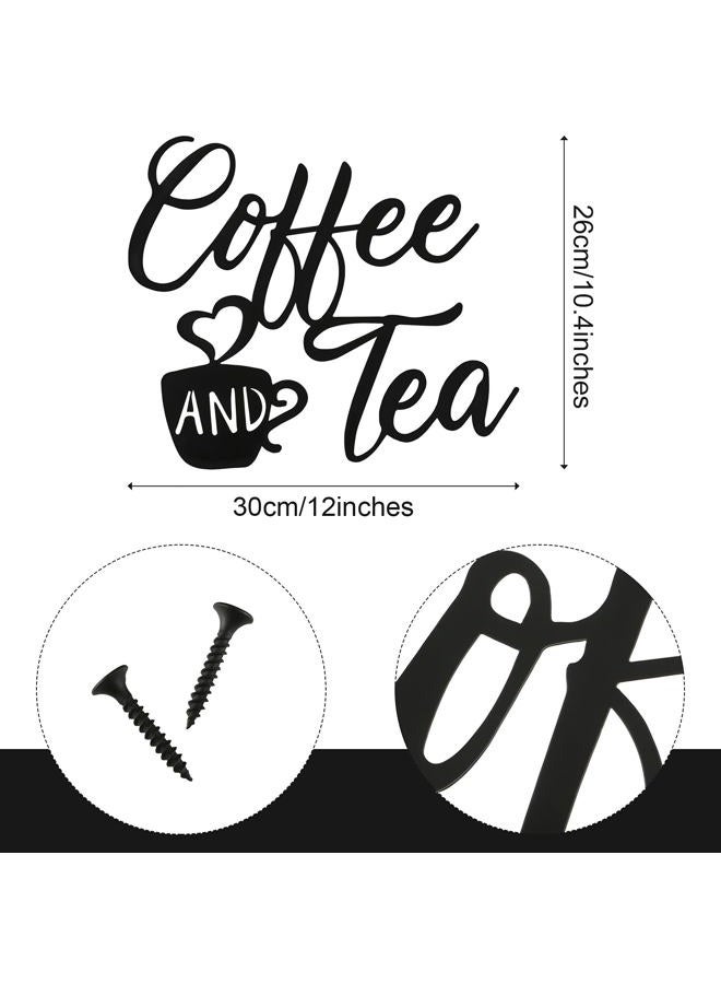 Ferraycle Coffee Sign Coffee and Tea Bar Sign Metal Hanging Wall Art Sign 12 x 10.2 Inch Black Coffee Cup Wall Decor Coffee Bar Letter Sign for Cafe Farmhouse Kitchen (Coffee Tea) - Image 3
