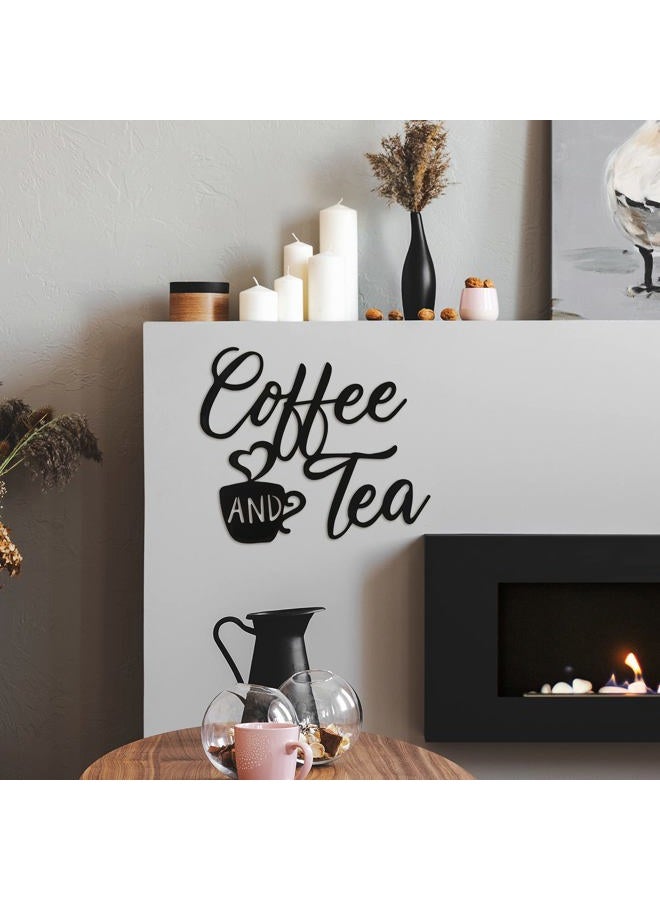 Ferraycle Coffee Sign Coffee and Tea Bar Sign Metal Hanging Wall Art Sign 12 x 10.2 Inch Black Coffee Cup Wall Decor Coffee Bar Letter Sign for Cafe Farmhouse Kitchen (Coffee Tea) - Image 5