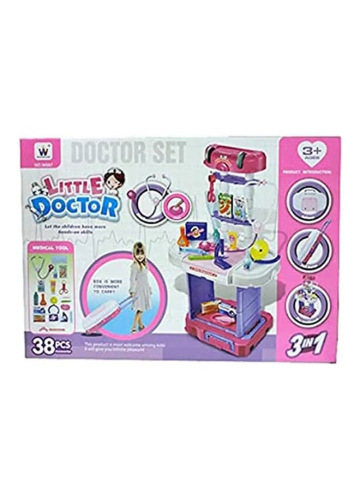 Little Doctor 3×1 Wheeled Bag with 38 Pieces for Both Genders. 