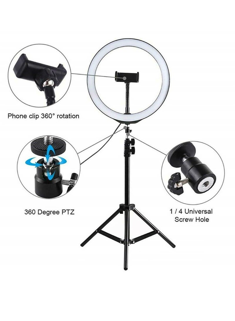 12 inch LED Ring Light With Tripod Stand And Phone Holder Black - Image 2