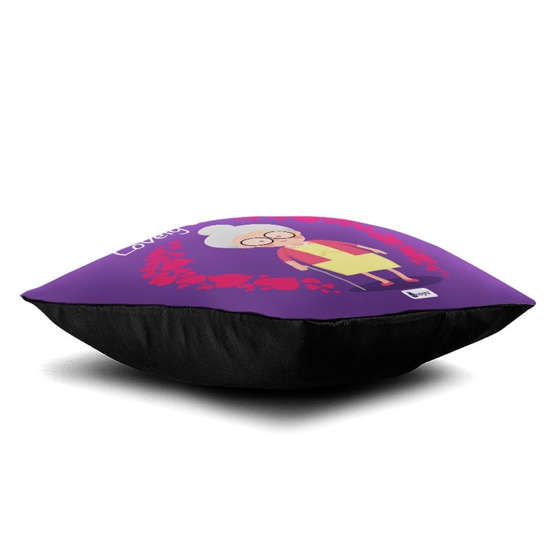 Indigifts Indigifts Grandparents Special Caring Grandma Micro Satin Fibre Cushion Cover with Filler 12x12 inch Violet - Image 3
