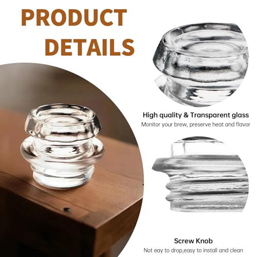 Pulems Coffee Percolator Glass Top Replacement for Coletti, Coleman, Gsi, Eurolux, Stansport, Texsport Percolators, Percolator Coffee Filters Replacemnt Transparent Glass Top, Coffee Filter Knob, 2 Pcs - Image 3