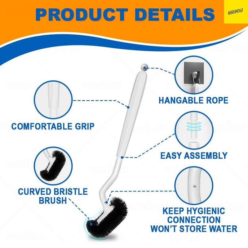 Karomouj Modern Toilet Bowl Brush Holder Set with Deep Cleaning Silicone Bristles, Quick Drying, No-Slip Base Cleaning Brush for Western and Indian Toilet (Pack of 1) - Image 5
