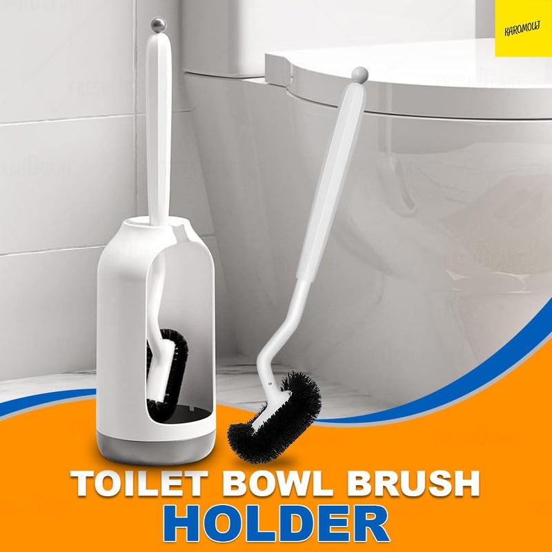 Karomouj Modern Toilet Bowl Brush Holder Set with Deep Cleaning Silicone Bristles, Quick Drying, No-Slip Base Cleaning Brush for Western and Indian Toilet (Pack of 1) - Image 2