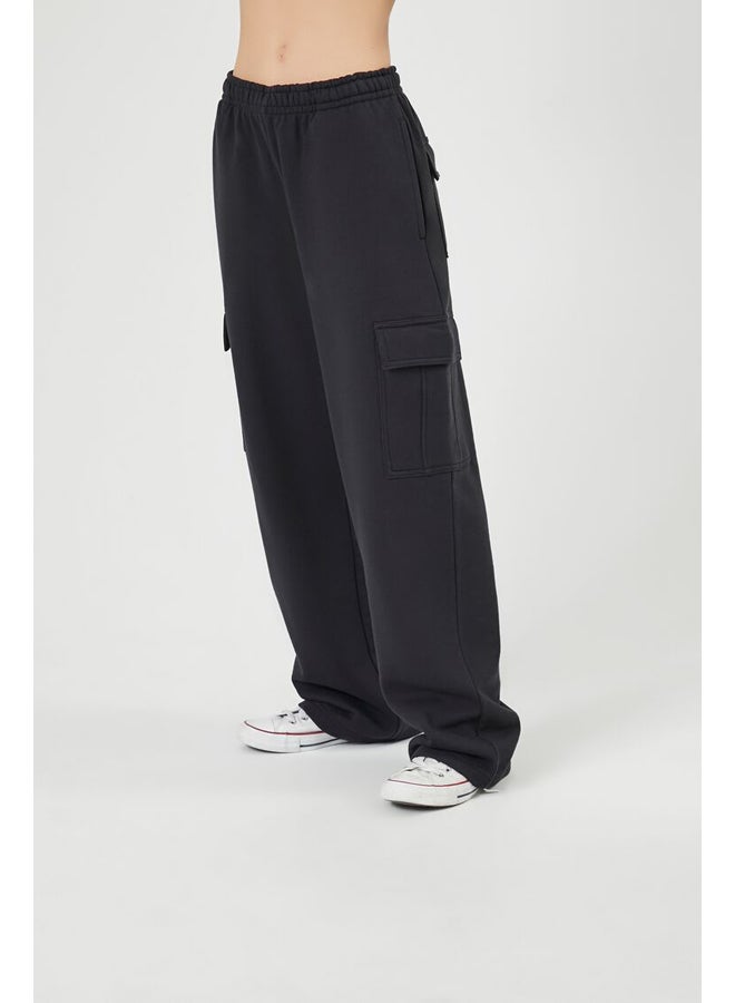 FOREVER 21 Fleece Wide-Leg Cargo Pants - Image 3