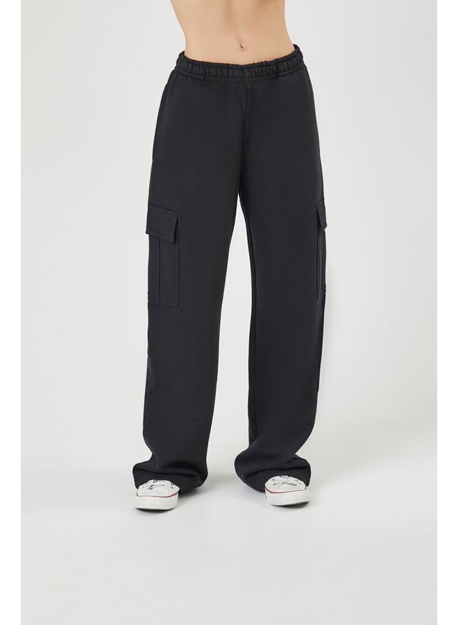 FOREVER 21 Fleece Wide-Leg Cargo Pants - Image 2